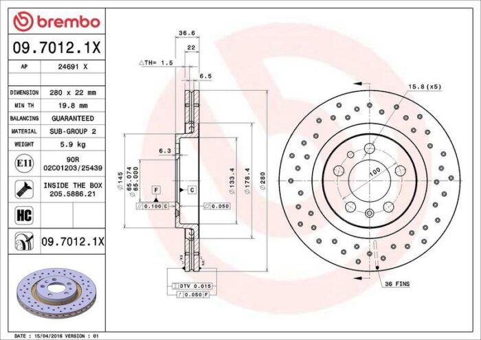 BREMBO piduriketaste komplekt Audi Skoda Seat VW 96-15 - Image 3