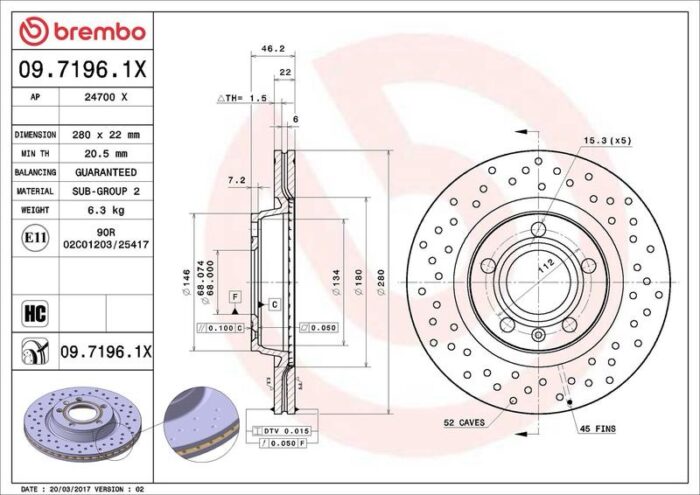 BREMBO piduriketaste komplekt Audi Seat VW 1994-2013 - Image 3