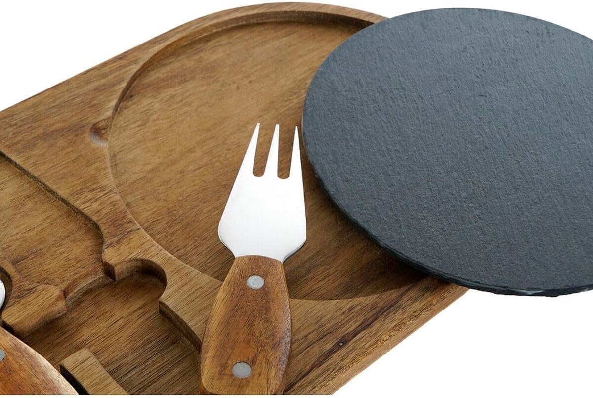 Akaatsiapuust 32 x 20 x 2 cm. juustu serveerimise komplekt kiltkivist plaadiga. - Image 5