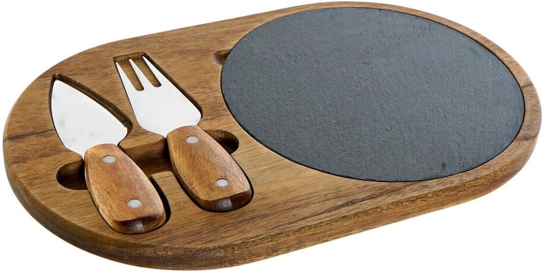 Akaatsiapuust 32 x 20 x 2 cm. juustu serveerimise komplekt kiltkivist plaadiga. - Image 4