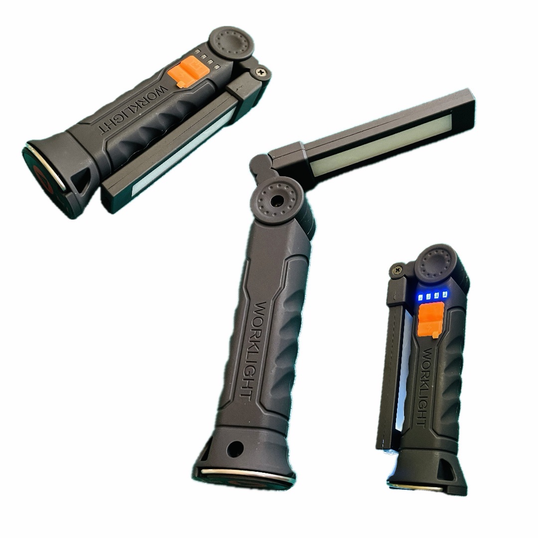 Muudetava nurgaga LED taskulamp magnetkinnitusega. USB C