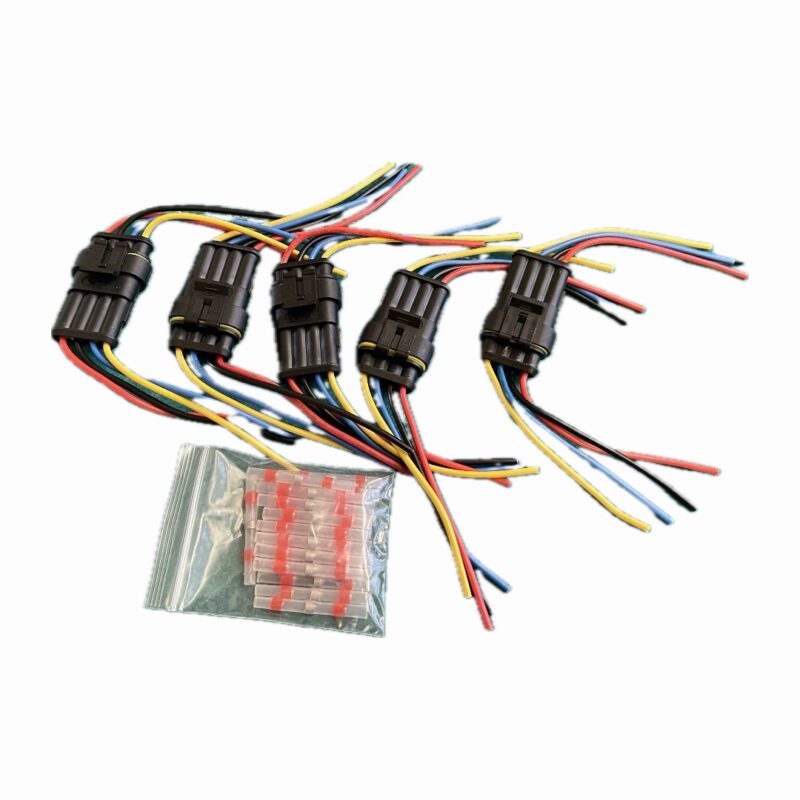 Veekindlate 4 pin juhtmeühenduste (5tk.) komplekt koos jootehülssidega